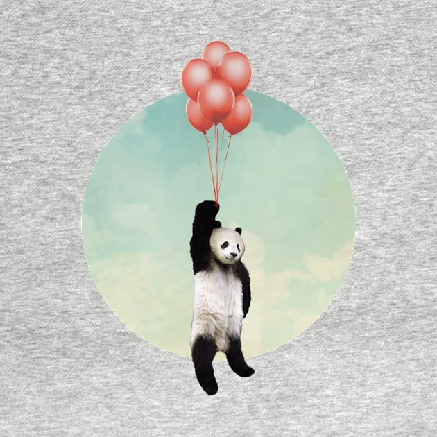 Pandaloons - Panda Bear floating with red balloons by Vin Zzep